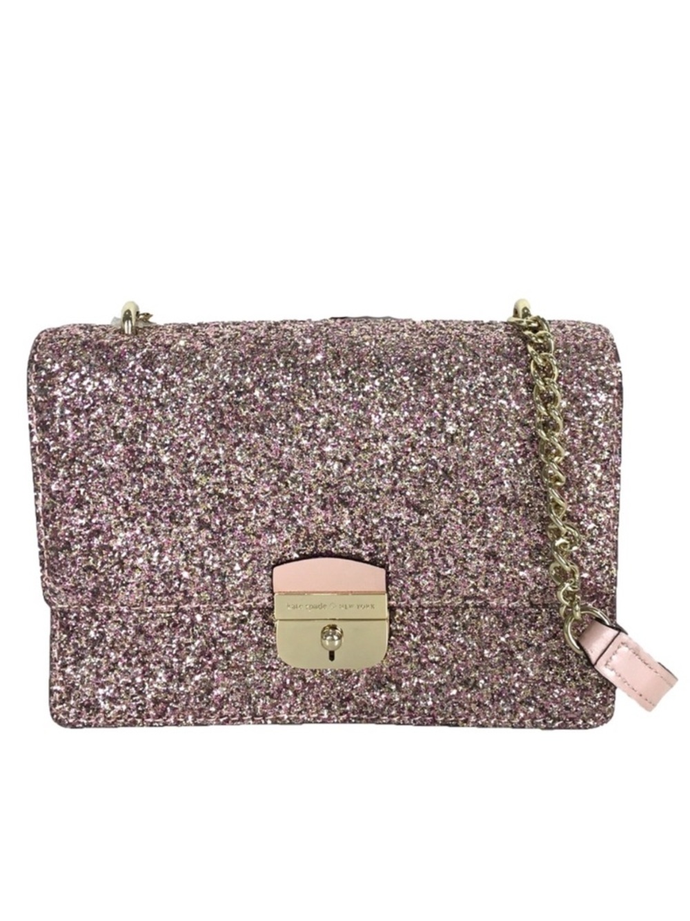 Kate Spade Eden Sunset Lane Rose Gold Glitter Sparkle Crossbody Purse Bag